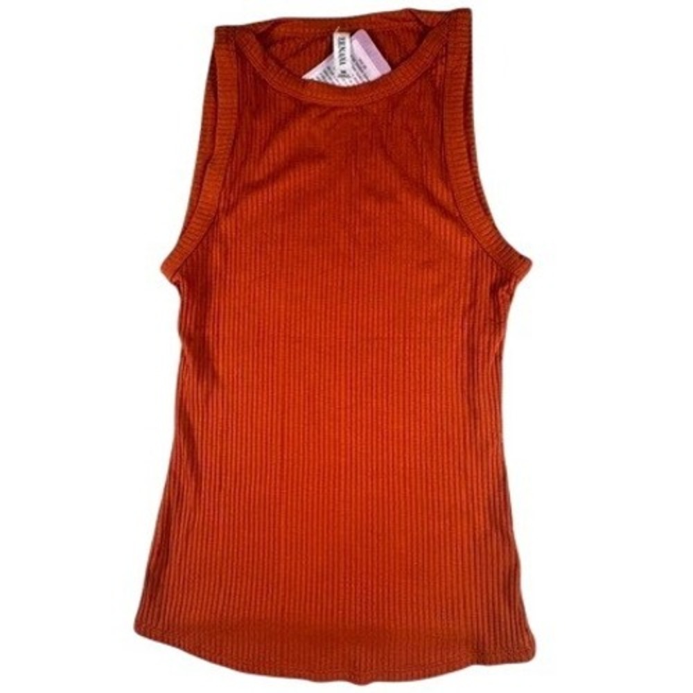 NWT Zenana Tank‎ Women Medium Soft Ribbed Knit High Neck Copper Orange
